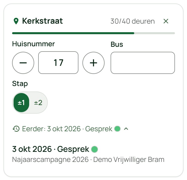 De adresgeschiedenis opengeklapt