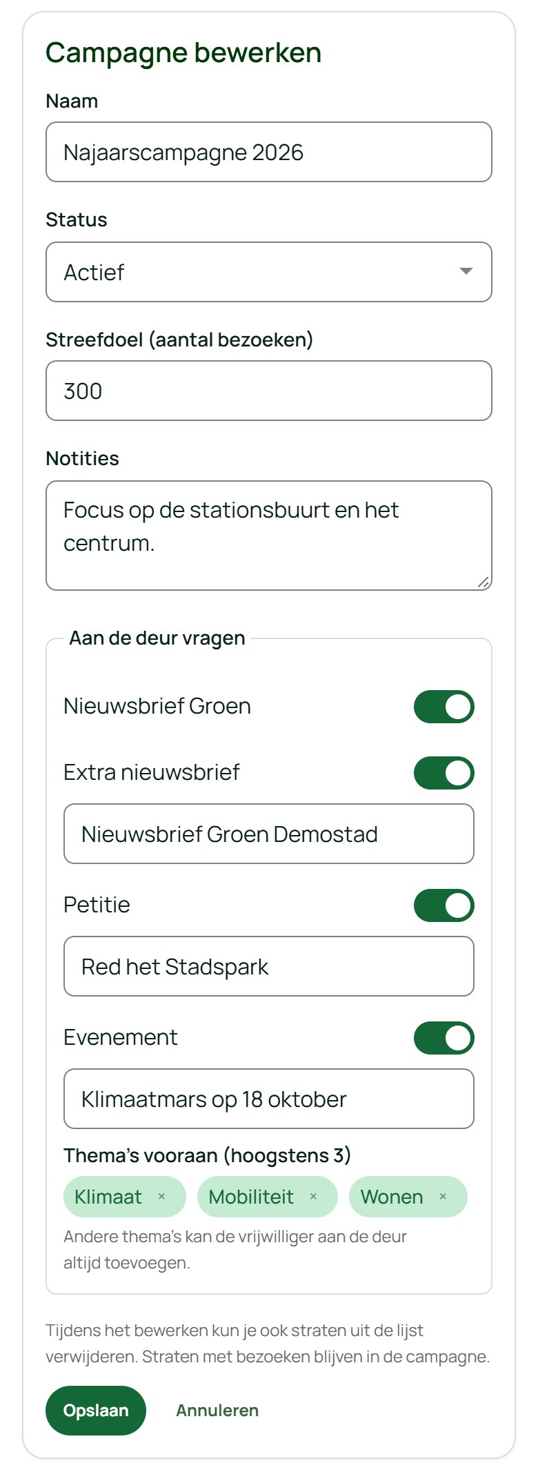 Een campagne bewerken