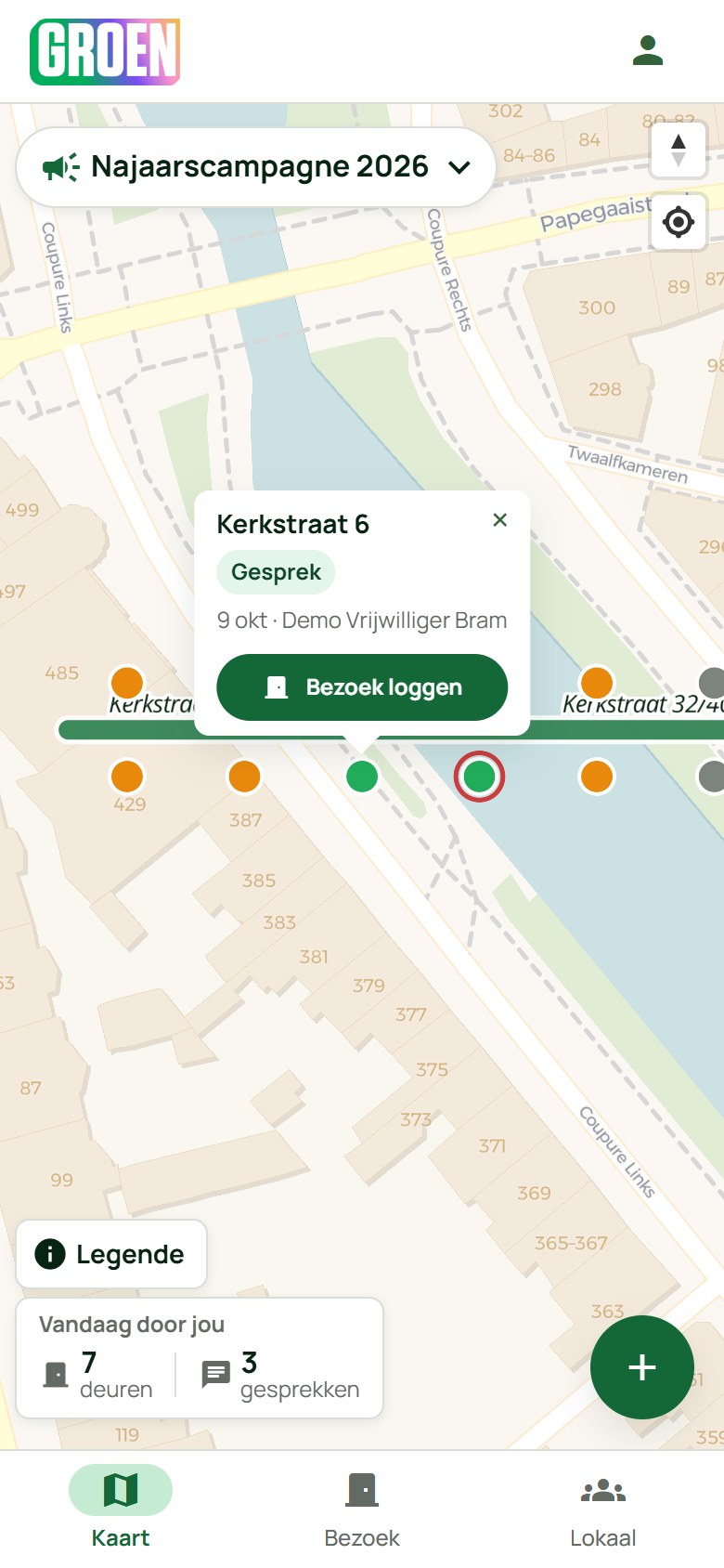 Een deur met datum en naam van de vrijwilliger