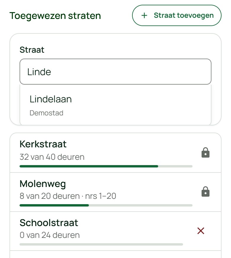 Een straat zoeken om toe te voegen