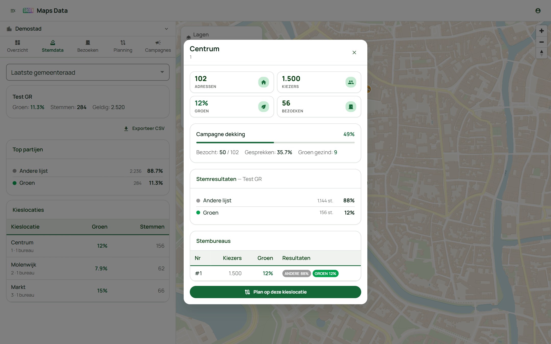 De details van een kieslocatie